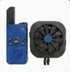 Blue handheld transmitter and loud speaker