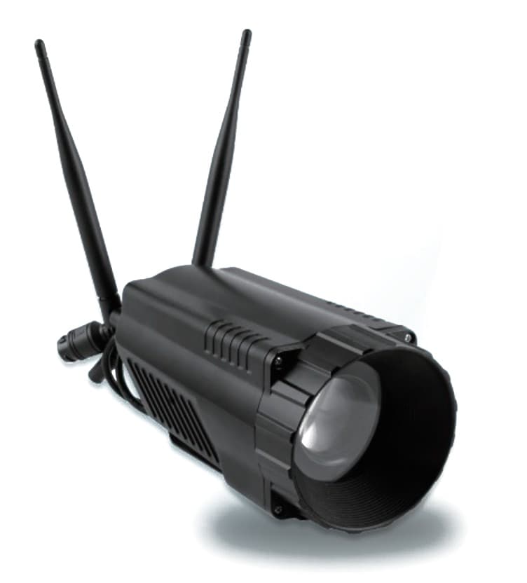 Black night vision camera with twin Wi-Fi antennas